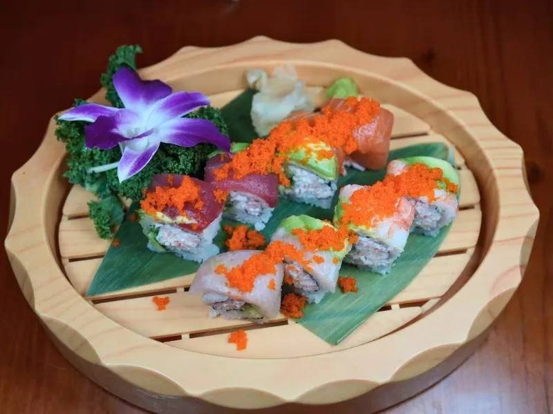 Sushi roll with tuna, avocado & tobiko at Koi Ramen & Sushi, a Japanese Restaurant in Johnstown